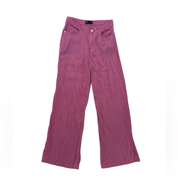 Zara Bubble Gum Pink Wide-Leg Pants Size M - Picture 1 of 17